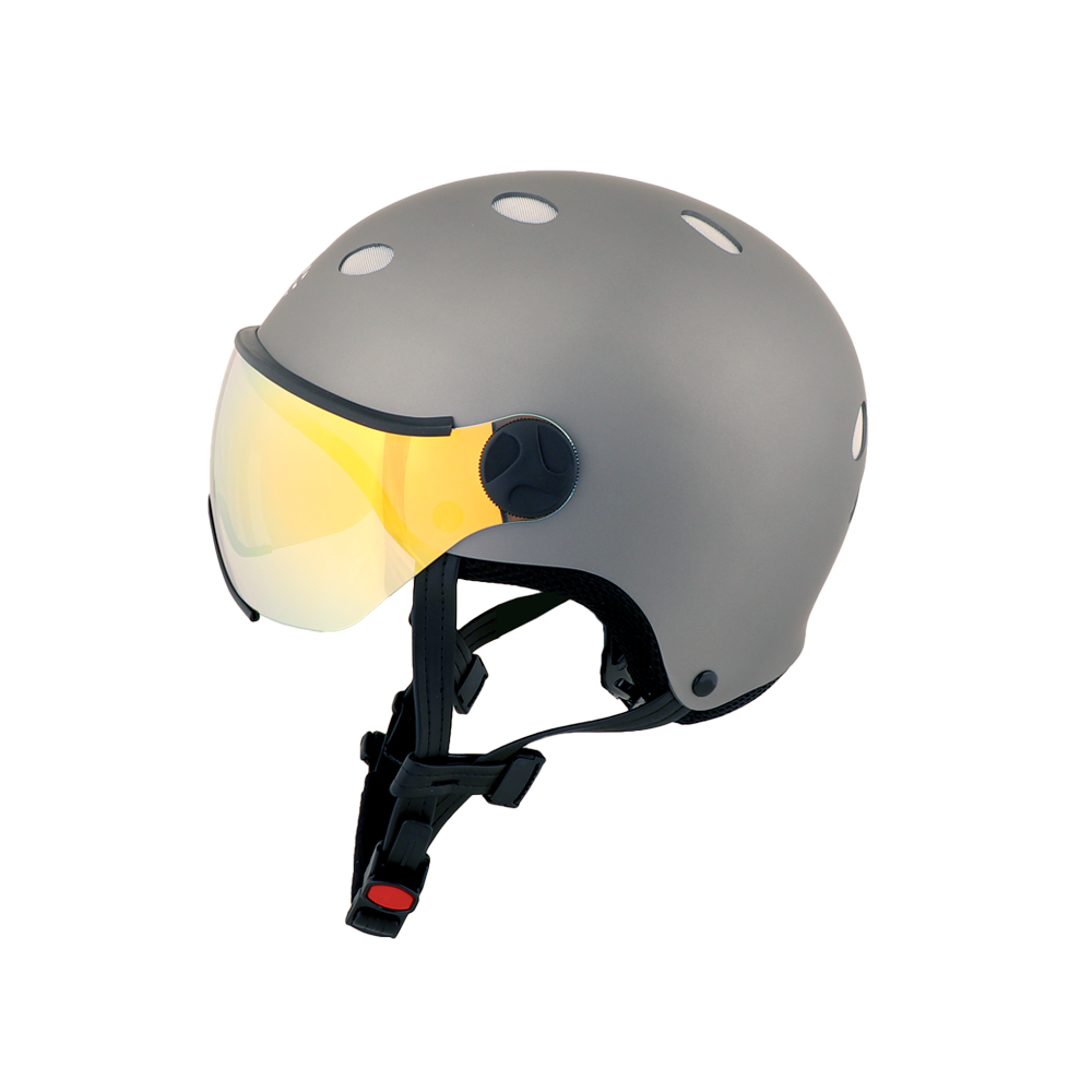 Casque Diezz City Vélo Gris avec visière couleur gold